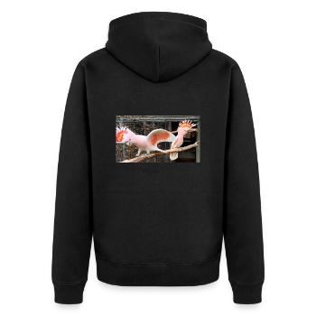 Major Mitchell Cockatoo - Paar - Unisex Premium Bio Zip Hoodie - Schwarz - Hinten - Nico (187cm)