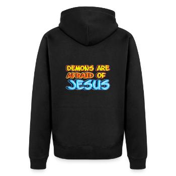 Jesus Christ Has Victory Over Demons - Unisex Premium Organic Zip Hoodie - black - Back - Nico (187cm)