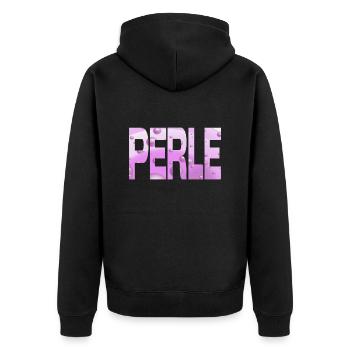 Perle Bubble Purple Violet - Unisex Premium Bio Zip Hoodie - Schwarz - Hinten - Nico (187cm)