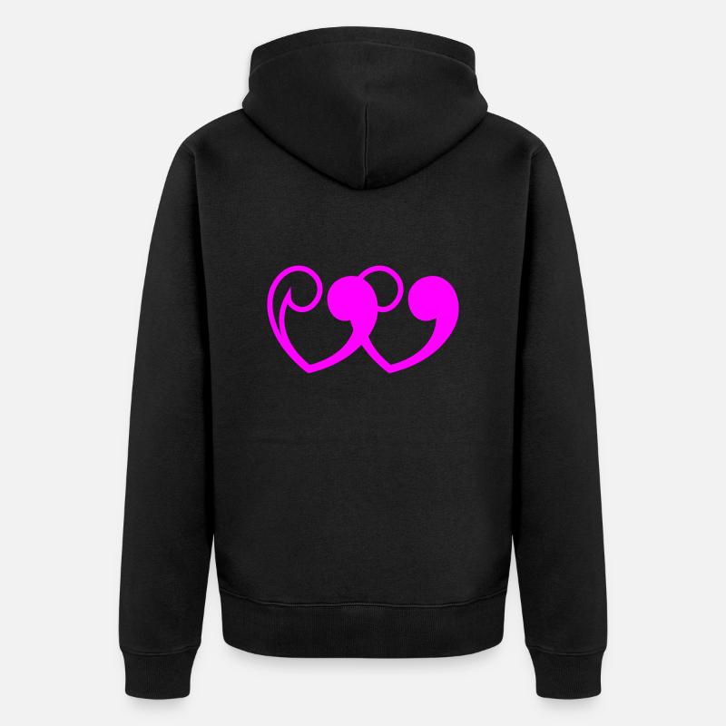 Herz Gänsefüßchen - Unisex Premium Bio Zip Hoodie - Schwarz