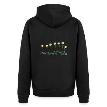 7 FLOWERS - Unisex Premium Organic Zip Hoodie - black - Back - Nico (187cm)