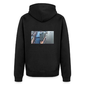 Elbphilharmonie Hamburg - Unisex Premium Bio Zip Hoodie - Schwarz - Hinten - Nico (187cm)