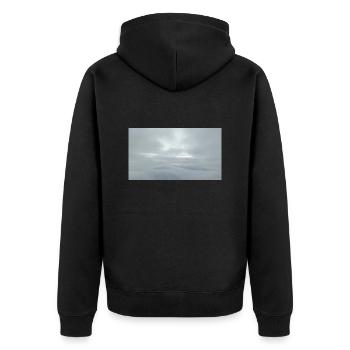 In den Wolken - Unisex Premium Bio Zip Hoodie - Schwarz - Hinten - Nico (187cm)