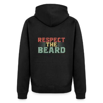 Respect the Beard - Unisex Premium Bio Zip Hoodie - Schwarz - Hinten - Nico (187cm)