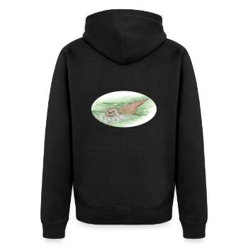Loutre 3 28 12 2022 - Veste à capuche bio Premium Unisexe - noir - Dos - Nico (187cm)