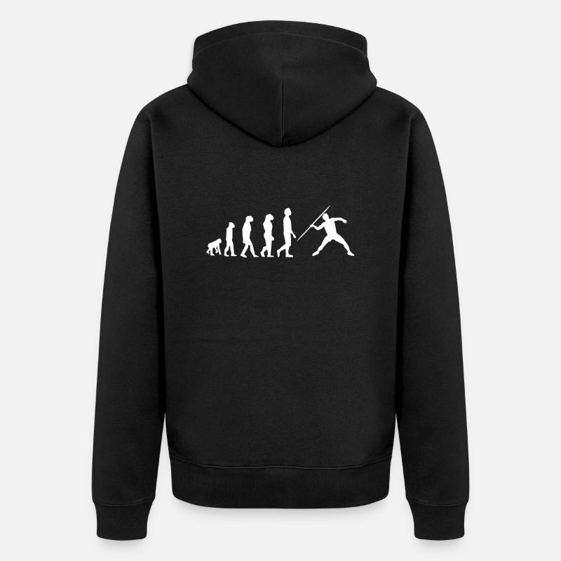 Speerwurf-Evolution - Unisex Premium Bio Zip Hoodie - Schwarz