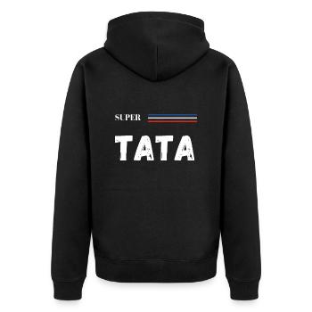 super tata - t-shirt assorti - Veste à capuche bio Premium Unisexe - noir - Dos - Nico (187cm)