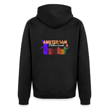 Ville d’Amsterdam - Veste à capuche bio Premium Unisexe - noir - Dos - Nico (187cm)