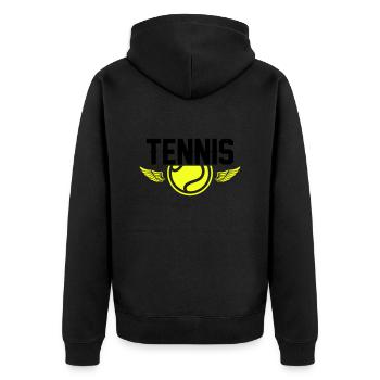 Tennis - Unisex Premium Bio Zip Hoodie - Schwarz - Hinten - Nico (187cm)