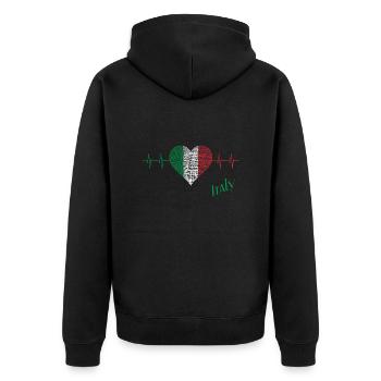 Italy - Unisex Premium Bio Zip Hoodie - Schwarz - Hinten - Nico (187cm)