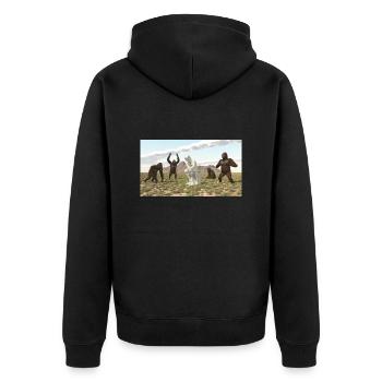 Gorillas with Thinker Sculpture - Unisex Premium Organic Zip Hoodie - black - Back - Nico (187cm)