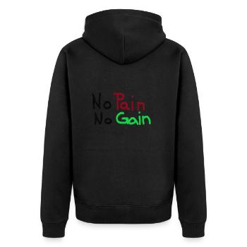 No Pain No Gain - Unisex Premium Bio Zip Hoodie - Schwarz - Hinten - Nico (187cm)