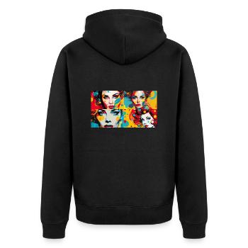 Women Pop Art Classic - Unisex Premium Bio Zip Hoodie - Schwarz - Hinten - Nico (187cm)