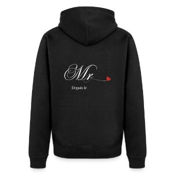 T-shirt personnalisé de couple assorti Mr et Mme - Veste à capuche bio Premium Unisexe - noir - Dos - Nico (187cm)