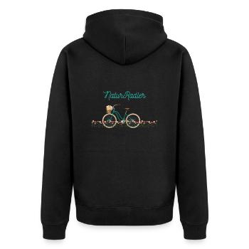 NaturRadler - Unisex Premium Bio Zip Hoodie - Schwarz - Hinten - Nico (187cm)