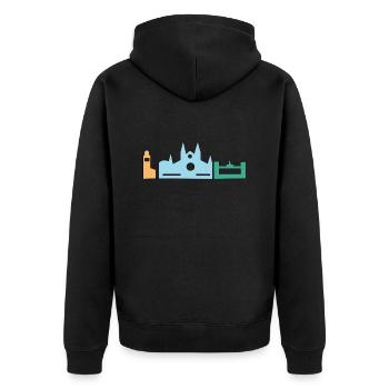Mallorca Urlaub - Unisex Premium Bio Zip Hoodie - Schwarz - Hinten - Nico (187cm)