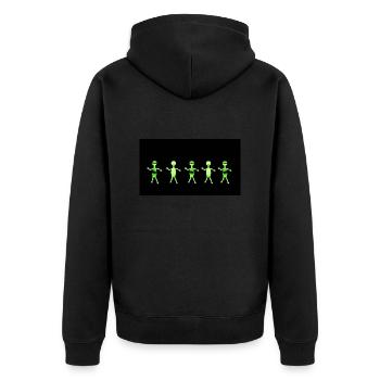Figuren - Unisex Premium Bio Zip Hoodie - Schwarz - Hinten - Nico (187cm)