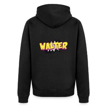 Walter nom personnalisé bande dessinée Style Pop Art, - Veste à capuche bio Premium Unisexe - noir - Dos - Nico (187cm)