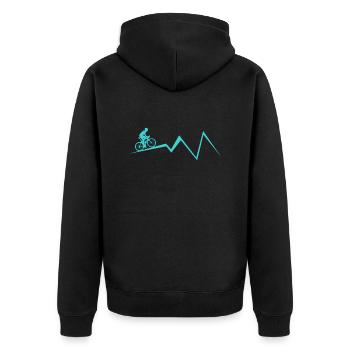 Fahrrad Berge MTB Bike - Unisex Premium Bio Zip Hoodie - Schwarz - Hinten - Nico (187cm)