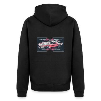 Red Retro Racecar - Unisex Premium Bio Zip Hoodie - Schwarz - Hinten - Nico (187cm)