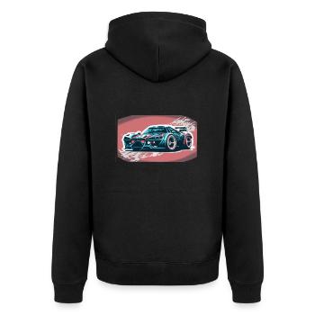 Blue Racecar (Racecar Collection) - Unisex Premium Bio Zip Hoodie - Schwarz - Hinten - Nico (187cm)