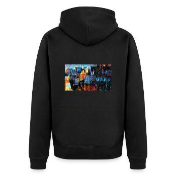 The Coffee Bean old van painting - Unisex Premium Organic Zip Hoodie - black - Back - Nico (187cm)