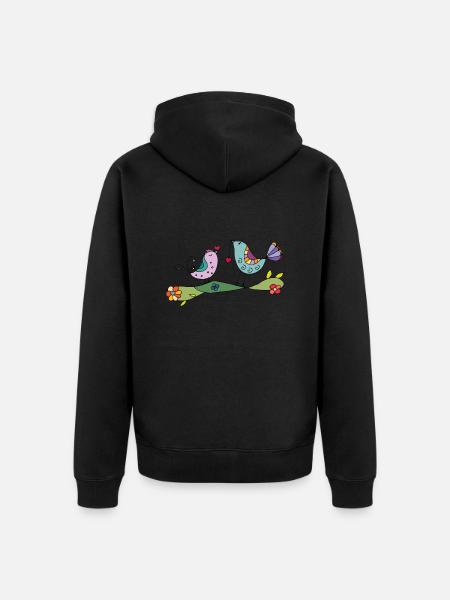 Oiseaux - Veste à capuche bio Premium Unisexe - noir