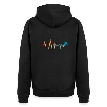 Herzschlag Architekt - Unisex Premium Bio Zip Hoodie - Schwarz - Hinten - Nico (187cm)