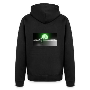Sonne und Baum - Unisex Premium Bio Zip Hoodie - Schwarz - Hinten - Nico (187cm)