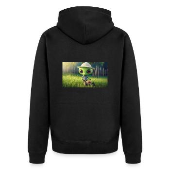 mignon petit vert rétro alien tonte de pelouse - Veste à capuche bio Premium Unisexe - noir - Dos - Nico (187cm)