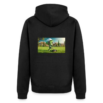 mignon petit vert rétro vintage alien tous les jours - Veste à capuche bio Premium Unisexe - noir - Dos - Nico (187cm)