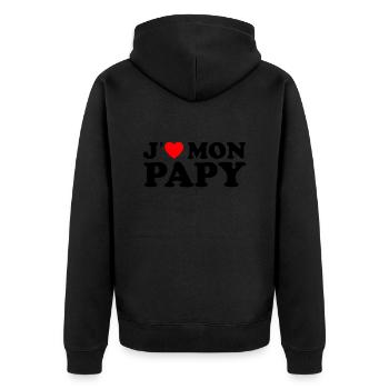J'aime Mon Papy Cadeau Grand-père Coeur Rouge - Veste à capuche bio Premium Unisexe - noir - Dos - Nico (187cm)