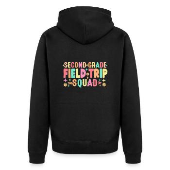 2nd Second Grade Field Trip Squad Matching - Unisex Premium Organic Zip Hoodie - black - Back - Nico (187cm)