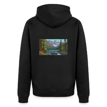 Parc national de Banff, Canada - Pixel Art - Veste à capuche bio Premium Unisexe - noir - Dos - Nico (187cm)