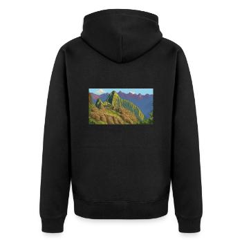 Machu Picchu, Peru - Pixel Art - Unisex Premium Organic Zip Hoodie - black - Back - Nico (187cm)