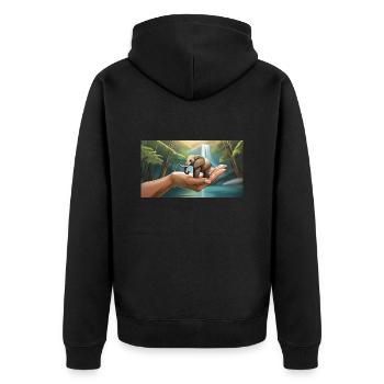 funny hooey an elephant is as small as a hand palm - Unisex Premium Organic Zip Hoodie - black - Back - Nico (187cm)