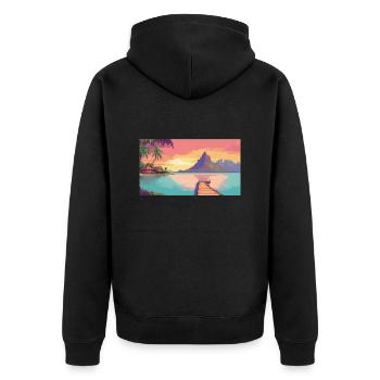 Bora Bora, Polynésie française - Pixel Art - Veste à capuche bio Premium Unisexe - noir - Dos - Nico (187cm)
