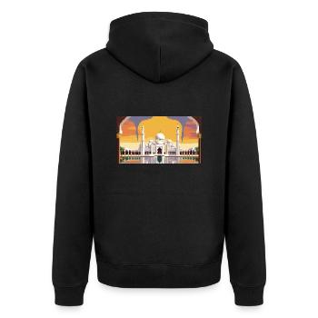 Scheich-Zayid-Moschee, Abu Dhabi, Vereinigte Arabische Emirate, Pixel A - Unisex Premium Bio Zip Hoodie - Schwarz - Hinten - Nico (187cm)