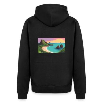Fernando de Noronha, Brasilien - Pixel Art - Unisex Premium Bio Zip Hoodie - Schwarz - Hinten - Nico (187cm)