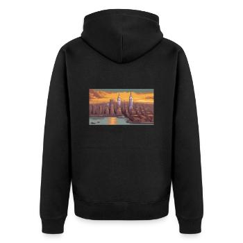 New York City - Pixel Art - Unisex Premium Organic Zip Hoodie - black - Back - Nico (187cm)