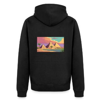 Giza, Egypt - Pixel Art - Unisex Premium Organic Zip Hoodie - black - Back - Nico (187cm)