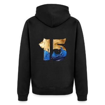 NR. 15 NUMMER 15 COOL 15. GEBURTSTAG - Unisex Premium Bio Zip Hoodie - Schwarz - Hinten - Nico (187cm)