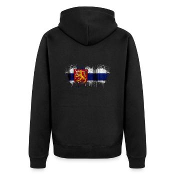 Finland Suomi helsinki scandinavia viking fine FIN - Unisex Premium Organic Zip Hoodie - black - Back - Nico (187cm)