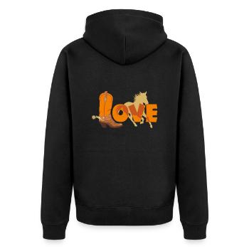 Cowboystiefel und Pferdesilhouette - Unisex Premium Bio Zip Hoodie - Schwarz - Hinten - Nico (187cm)