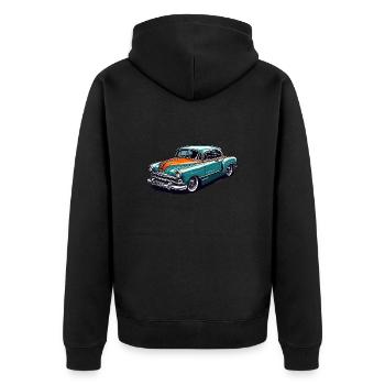 Auto / Fahrzeug / PKW / Mobil / Old Timer / fahren - Unisex Premium Bio Zip Hoodie - Schwarz - Hinten - Nico (187cm)