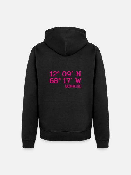 Bonaire Coördinaten - Coördinaten - Caraïben - Uniseks Premium bio ziphoodie - zwart