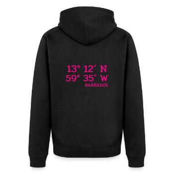 Barbados Coordinates - Koordinaten - West Indies - Unisex Premium Organic Zip Hoodie - black - Back - Nico (187cm)