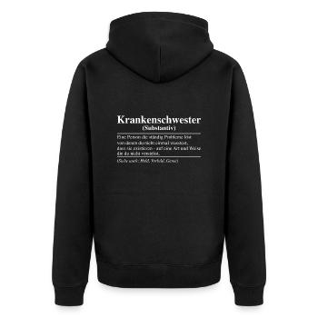 Krankenschwester Krankenschwestern Krankenpfleger - Unisex Premium Bio Zip Hoodie - Schwarz - Hinten - Nico (187cm)