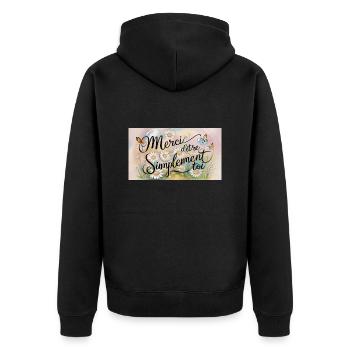 Merci d'être authentiquement toi - Veste à capuche bio Premium Unisexe - noir - Dos - Nico (187cm)