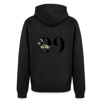 Nummer 99 Blumengrün - 99. Blumengeburtstag - Unisex Premium Bio Zip Hoodie - Schwarz - Hinten - Nico (187cm)